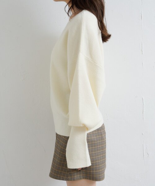 Kastane（カスタネ）の「【4色展開/2WAY】メランジロングリブニット（ニット/セーター・レディース・アイボリー/ブラック/ブラウン/レッド・FREE）」の9枚目の写真