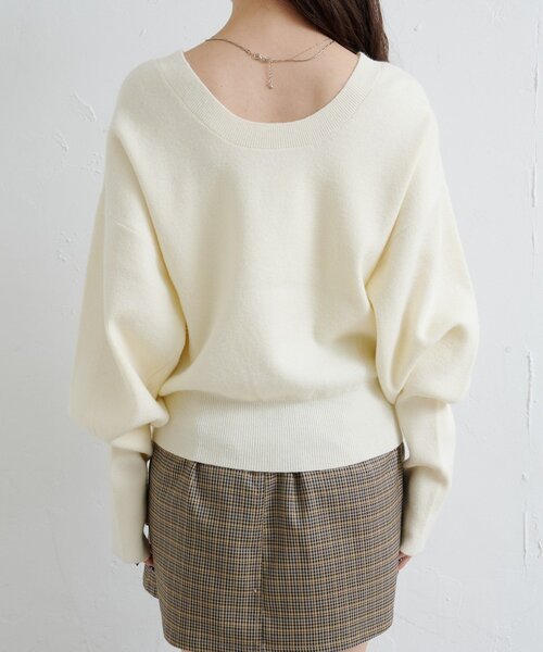 Kastane（カスタネ）の「【4色展開/2WAY】メランジロングリブニット（ニット/セーター・レディース・アイボリー/ブラック/ブラウン/レッド・FREE）」の10枚目の写真