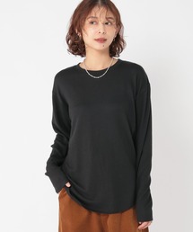 シアーリブロングスリーブTシャツ[プラスサイズあり]