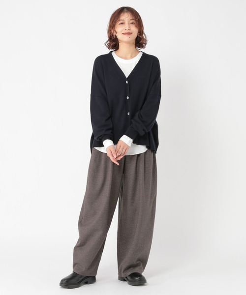 studio CLIP（スタディオクリップ）の「シアーリブロングスリーブTシャツ[プラスサイズあり]（Tシャツ/カットソー・レディース・オフホワイト/ブラック/ライトグレー・FREE/ﾌﾘｰ(L)）」の6枚目の写真