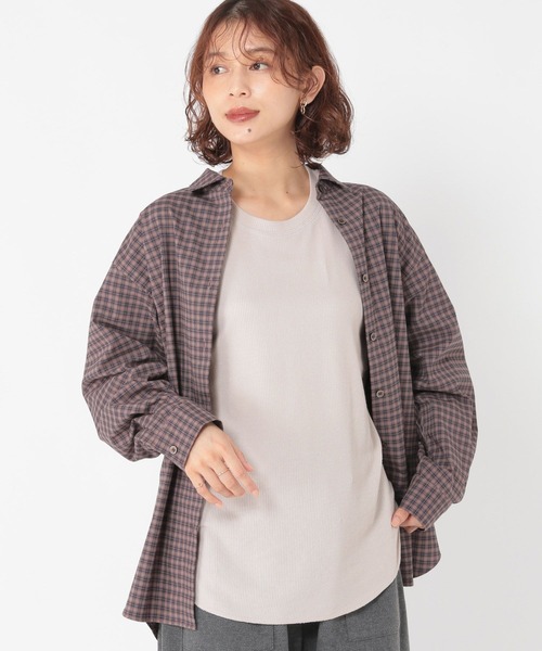 studio CLIP（スタディオクリップ）の「シアーリブロングスリーブTシャツ[プラスサイズあり]（Tシャツ/カットソー・レディース・オフホワイト/ブラック/ライトグレー・FREE/ﾌﾘｰ(L)）」の8枚目の写真