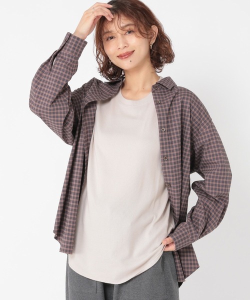 studio CLIP（スタディオクリップ）の「シアーリブロングスリーブTシャツ[プラスサイズあり]（Tシャツ/カットソー・レディース・オフホワイト/ブラック/ライトグレー・FREE/ﾌﾘｰ(L)）」の9枚目の写真