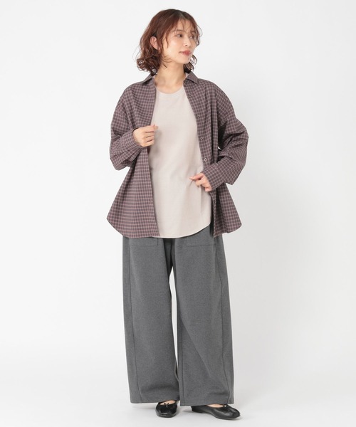 studio CLIP（スタディオクリップ）の「シアーリブロングスリーブTシャツ[プラスサイズあり]（Tシャツ/カットソー・レディース・オフホワイト/ブラック/ライトグレー・FREE/ﾌﾘｰ(L)）」の10枚目の写真