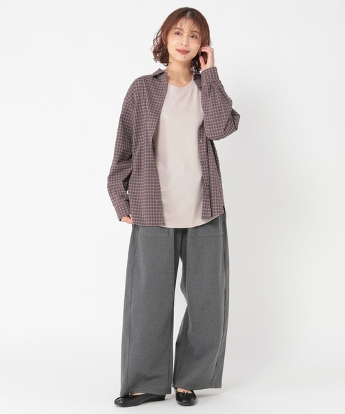 シアーリブロングスリーブTシャツ[プラスサイズあり]（Tシャツ