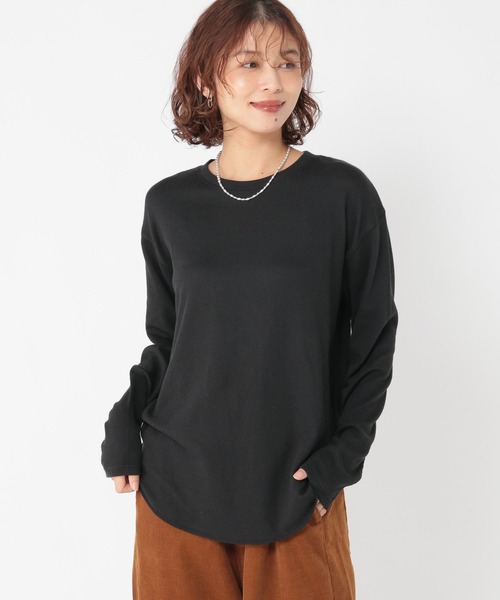 studio CLIP（スタディオクリップ）の「シアーリブロングスリーブTシャツ[プラスサイズあり]（Tシャツ/カットソー・レディース・オフホワイト/ブラック/ライトグレー・FREE/ﾌﾘｰ(L)）」の12枚目の写真