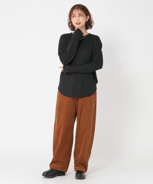 studio CLIP（スタディオクリップ）の「シアーリブロングスリーブTシャツ[プラスサイズあり]（Tシャツ/カットソー・レディース・オフホワイト/ブラック/ライトグレー・FREE/ﾌﾘｰ(L)）」の14枚目の写真