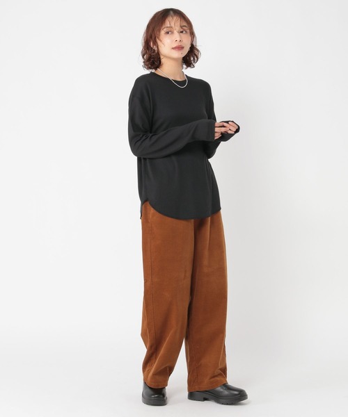 studio CLIP（スタディオクリップ）の「シアーリブロングスリーブTシャツ[プラスサイズあり]（Tシャツ/カットソー・レディース・オフホワイト/ブラック/ライトグレー・FREE/ﾌﾘｰ(L)）」の15枚目の写真