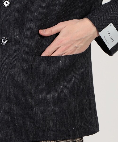 Caruso(カルーゾ)の「【別注】CARUSO リネンウール フォレスティエールジャケット(ブルゾン・メンズ・ブラック・48/46)」の12枚目の写真