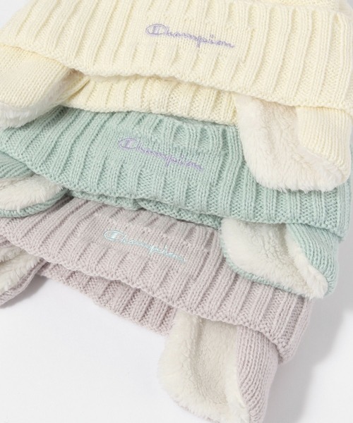 Champion（チャンピオン）の「【Champion(チャンピオン)】リボンジャガード耳付きワッチ（ニットキャップ/ビーニー・キッズ・パープル/ミント/アイボリー/ブラック・FREE）」の11枚目の写真