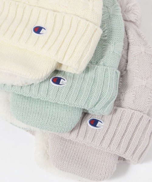 Champion（チャンピオン）の「【Champion(チャンピオン)】リボンジャガード耳付きワッチ（ニットキャップ/ビーニー・キッズ・パープル/ミント/アイボリー/ブラック・FREE）」の12枚目の写真