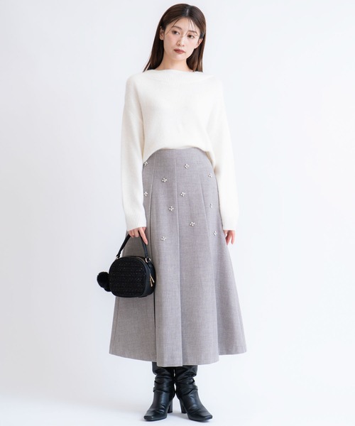 NOELA（ノエラ）の「ワイドタックビジュースカート（スカート・レディース・オフホワイト/グレー/ライトグリーン・S/M）」の18枚目の写真