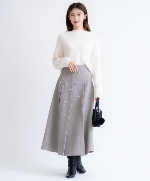 NOELA（ノエラ）の「ワイドタックビジュースカート（スカート・レディース・オフホワイト/グレー/ライトグリーン・S/M）」の20枚目の写真