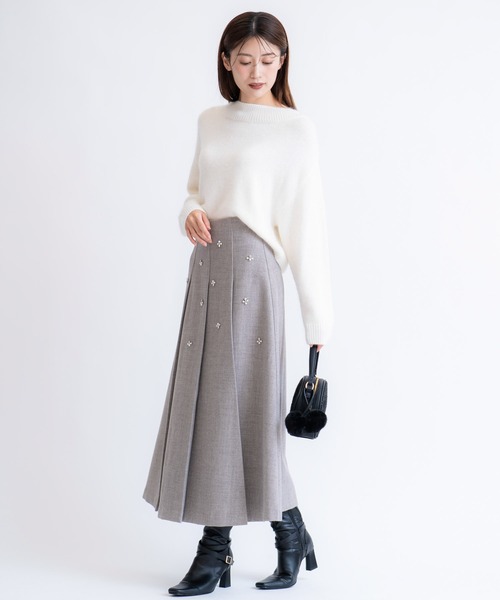 NOELA（ノエラ）の「ワイドタックビジュースカート（スカート・レディース・オフホワイト/グレー/ライトグリーン・S/M）」の16枚目の写真