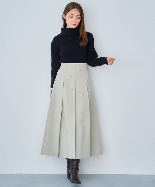 NOELA（ノエラ）の「ワイドタックビジュースカート（スカート・レディース・オフホワイト/グレー/ライトグリーン・S/M）」の11枚目の写真