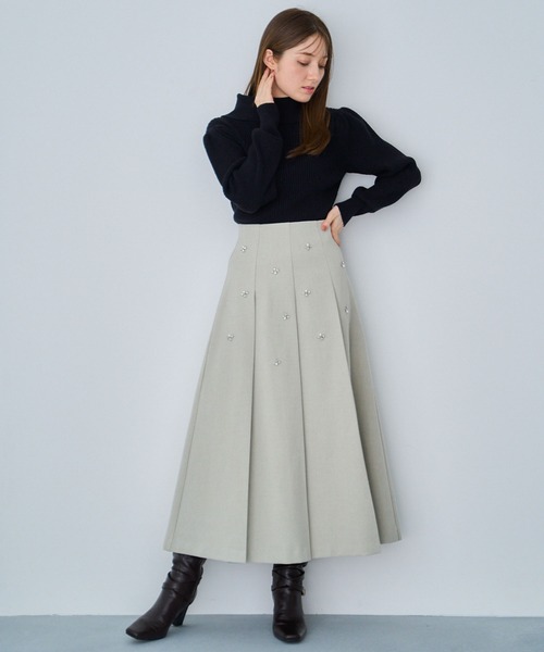 NOELA（ノエラ）の「ワイドタックビジュースカート（スカート・レディース・オフホワイト/グレー/ライトグリーン・S/M）」の13枚目の写真