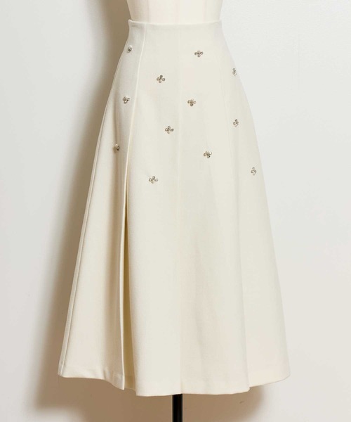 NOELA（ノエラ）の「ワイドタックビジュースカート（スカート・レディース・オフホワイト/グレー/ライトグリーン・S/M）」の4枚目の写真