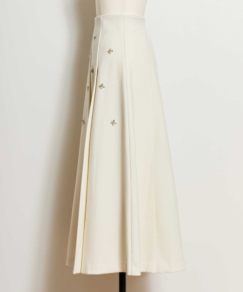 NOELA（ノエラ）の「ワイドタックビジュースカート（スカート・レディース・オフホワイト/グレー/ライトグリーン・S/M）」の5枚目の写真