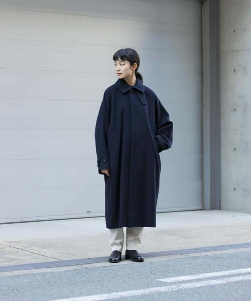 猫*道様 かぐれウールバルマカンコート　ロングコート　アウター　ステンカラー かぐれ（カグレ）の「ウールバルマカンコート（ステンカラーコート