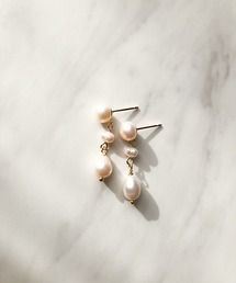 3粒淡水パールダングルピアス