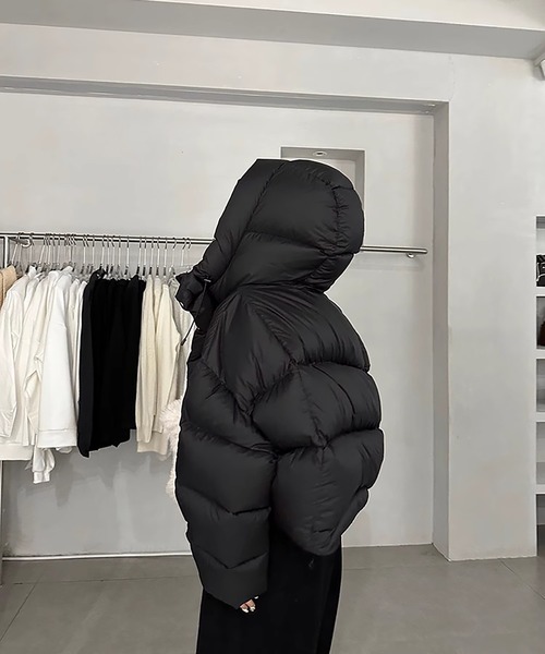 LAFFMO（ラフモ）の「フード付き中綿ショート丈ジャケット（ダウンジャケット/コート・レディース・ピンク/ダークブラウン/モカ/ブラック/オフホワイト・S/M/L/XL）」の14枚目の写真