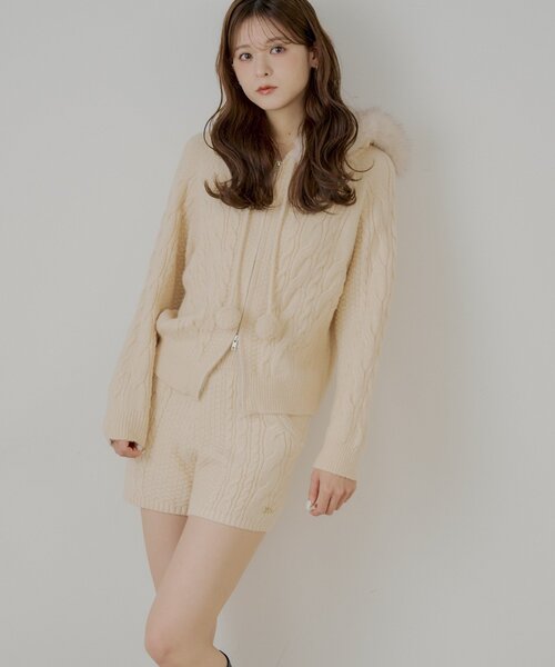 Chico（チコ）の「【セットアップ対応】ケーブルショートニットパンツ（その他パンツ・レディース・ブラウン/グレー/アイボリー/ベージュ・FREE）」の14枚目の写真