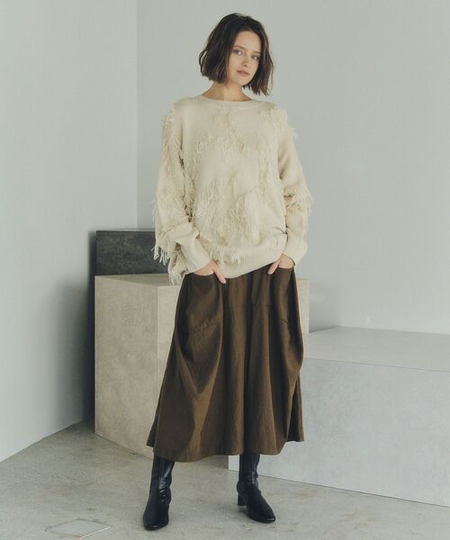 Editt by YECCA VECCA（エディットバイイェッカヴェッカ）の「コクーンデザインワイドパンツ（その他パンツ・レディース・ブラック/カーキ・FREE）」の3枚目の写真