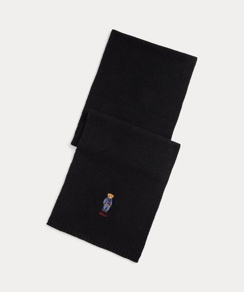 POLO RALPH LAUREN(ポロ ラルフ ローレン)の「Polo ベア ニット スカーフ(マフラー・メンズ・ブラック系1・ONE)」の1枚目の写真