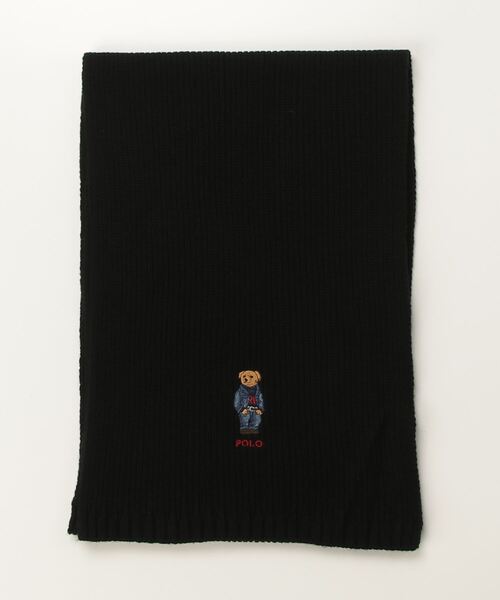 POLO RALPH LAUREN(ポロ ラルフ ローレン)の「Polo ベア ニット スカーフ(マフラー・メンズ・ブラック系1・ONE)」の2枚目の写真