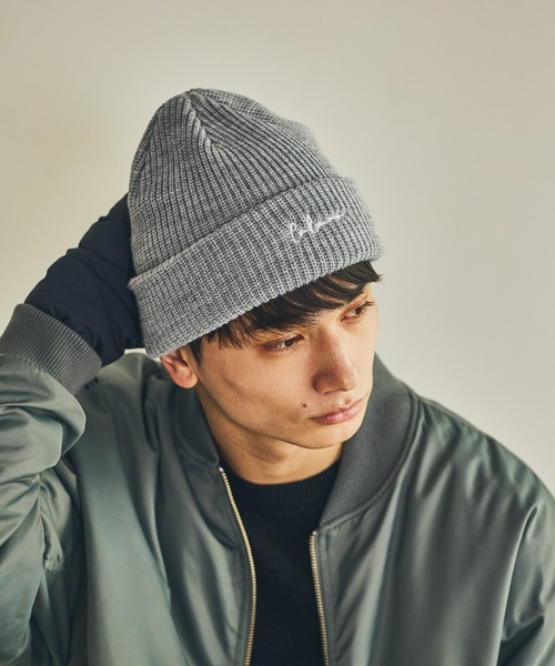 LAKOLE（ラコレ）の「ロゴ刺繍ニットワッチ / 606130（ニットキャップ/ビーニー・メンズ・ブラック/ダークオリーブ/ブラウン/ライトグレー・9）」の2枚目の写真