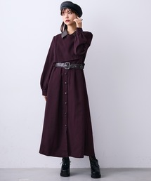 MONOe（モノエ）の「キリカエデザインシャツワンピース/ベルト付き（ワンピース）」
