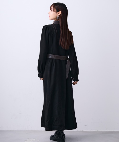 MONOe(モノエ)の「キリカエデザインシャツワンピース/ベルト付き(ワンピース・レディース・ブラック/ボルドー・FREE)」の22枚目の写真