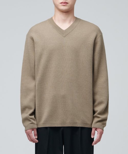 MUSINSA STANDARD（ムシンサスタンダード）の「MINIMAL V-NECK KNIT [BEIGE]（ニット/セーター・メンズ・その他・LARGE）」の3枚目の写真