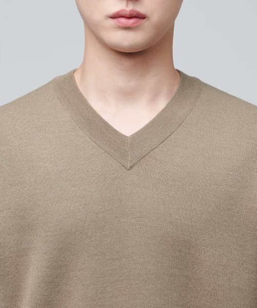 MUSINSA STANDARD（ムシンサスタンダード）の「MINIMAL V-NECK KNIT [BEIGE]（ニット/セーター・メンズ・その他・LARGE）」の5枚目の写真
