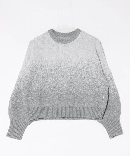 STYLEBLOCK（スタイルブロック）の「グラデーションラメクルーネックプルオーバー（ニット/セーター・レディース・ベージュ/ライトグレー/チャコールグレー・M）」の4枚目の写真