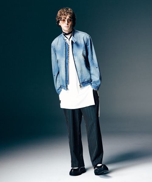 glamb（グラム）の「Denim Riders Jacket / デニムライダースジャケット（ライダースジャケット・メンズ・インディゴブルー/ブラック・S/M/L）」の13枚目の写真