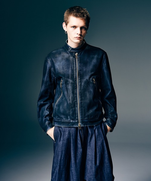 glamb（グラム）の「Denim Riders Jacket / デニムライダースジャケット（ライダースジャケット・メンズ・インディゴブルー/ブラック・S/M/L）」の7枚目の写真