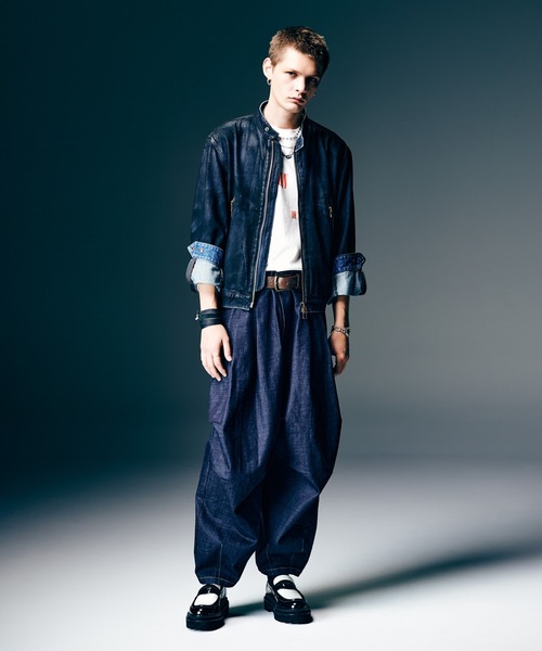 glamb（グラム）の「Denim Riders Jacket / デニムライダースジャケット（ライダースジャケット・メンズ・インディゴブルー/ブラック・S/M/L）」の9枚目の写真