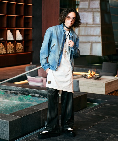 glamb（グラム）の「Denim Riders Jacket / デニムライダースジャケット（ライダースジャケット・メンズ・インディゴブルー/ブラック・S/M/L）」の18枚目の写真