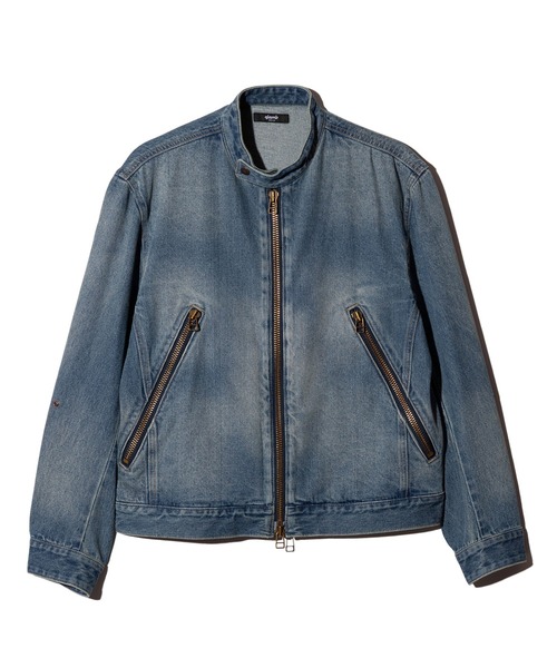 glamb（グラム）の「Denim Riders Jacket / デニムライダースジャケット（ライダースジャケット・メンズ・インディゴブルー/ブラック・S/M/L）」の4枚目の写真
