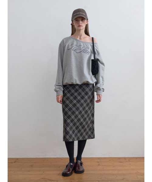 Kijun(キジュン)の「Off-Shoulder Logo Sweatshirt Melange Grey(スウェット・レディース・その他・SMALL/MEDIUM)」の2枚目の写真