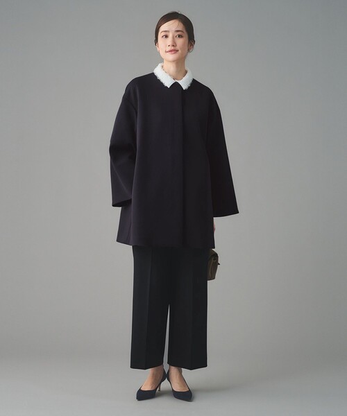 UNITED ARROWS(ユナイテッドアローズ)の「SPONGY Aライン ミドルコート(ノーカラーコート・レディース・ブラック/ネイビー・38/36)」の10枚目の写真