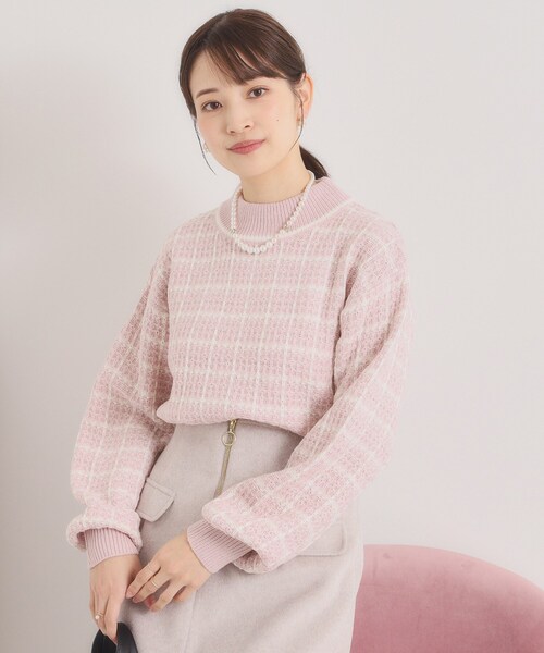 ITS'DEMO（イッツデモ）の「【手洗い可】ツイードニット（ニット/セーター・レディース・サックスブルー系3/ブラック系3/ホワイト系6/ピンク系その他・00）」の4枚目の写真