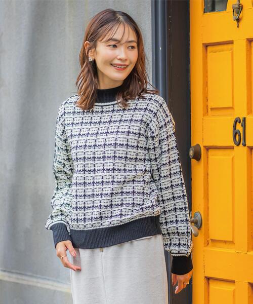 ITS'DEMO（イッツデモ）の「【手洗い可】ツイードニット（ニット/セーター・レディース・サックスブルー系3/ブラック系3/ホワイト系6/ピンク系その他・00）」の5枚目の写真