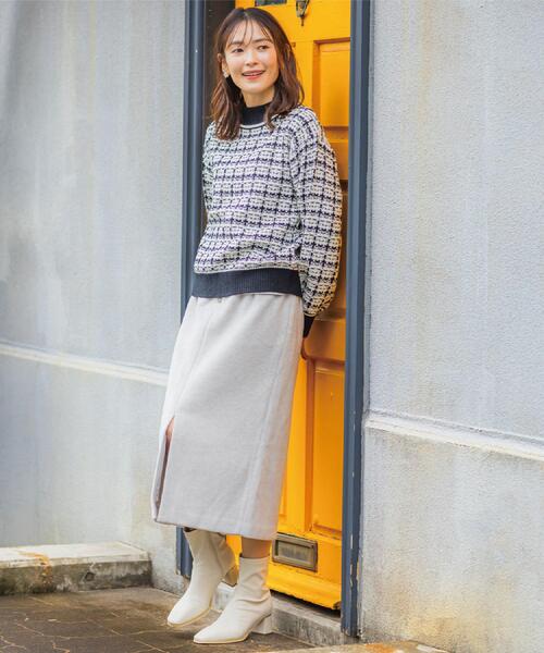 ITS'DEMO（イッツデモ）の「【手洗い可】ツイードニット（ニット/セーター・レディース・サックスブルー系3/ブラック系3/ホワイト系6/ピンク系その他・00）」の7枚目の写真