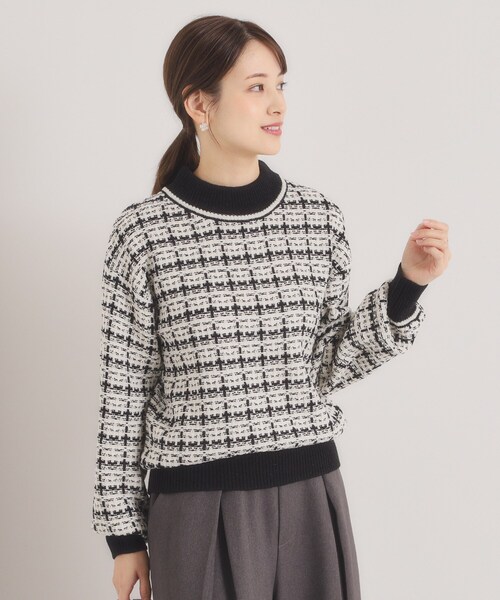 ITS'DEMO（イッツデモ）の「【手洗い可】ツイードニット（ニット/セーター・レディース・サックスブルー系3/ブラック系3/ホワイト系6/ピンク系その他・00）」の8枚目の写真