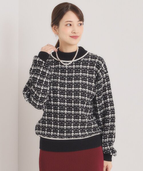 ITS'DEMO（イッツデモ）の「【手洗い可】ツイードニット（ニット/セーター・レディース・サックスブルー系3/ブラック系3/ホワイト系6/ピンク系その他・00）」の12枚目の写真