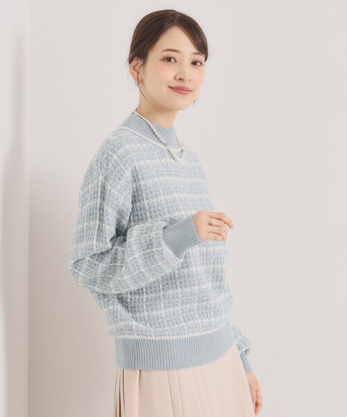 ITS'DEMO（イッツデモ）の「【手洗い可】ツイードニット（ニット/セーター・レディース・サックスブルー系3/ブラック系3/ホワイト系6/ピンク系その他・00）」の16枚目の写真