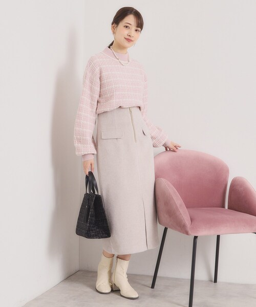 ITS'DEMO（イッツデモ）の「【手洗い可】ツイードニット（ニット/セーター・レディース・サックスブルー系3/ブラック系3/ホワイト系6/ピンク系その他・00）」の21枚目の写真