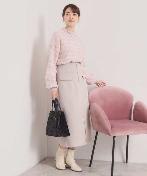 ITS'DEMO（イッツデモ）の「【手洗い可】ツイードニット（ニット/セーター・レディース・サックスブルー系3/ブラック系3/ホワイト系6/ピンク系その他・00）」の22枚目の写真