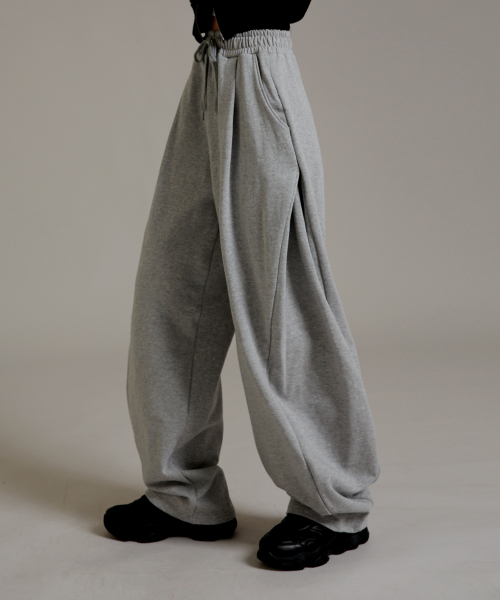 セール】トレーニングピンタックサイドピンタックワイドパンツメランジ